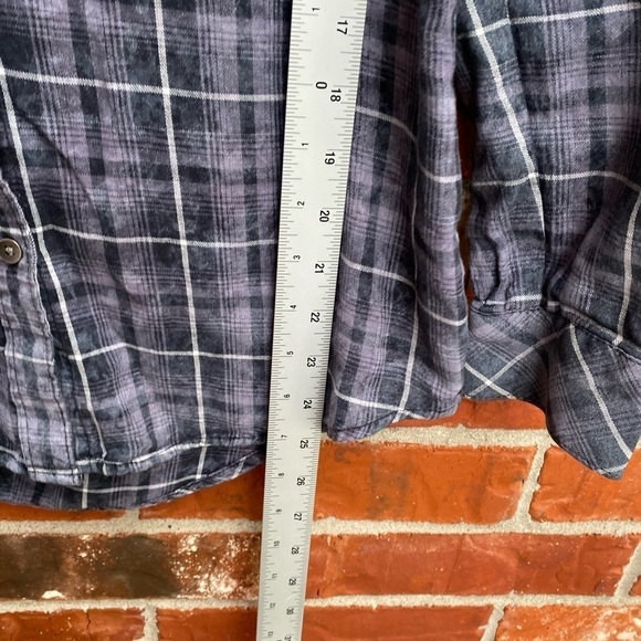 Rock & Republic Womens Small Burn Out Washout Studded Plaid Button Down Shirt - Picture 7 of 9